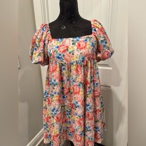 Women’s sweet lemon size medium Floral Puff Sleeve Dress C